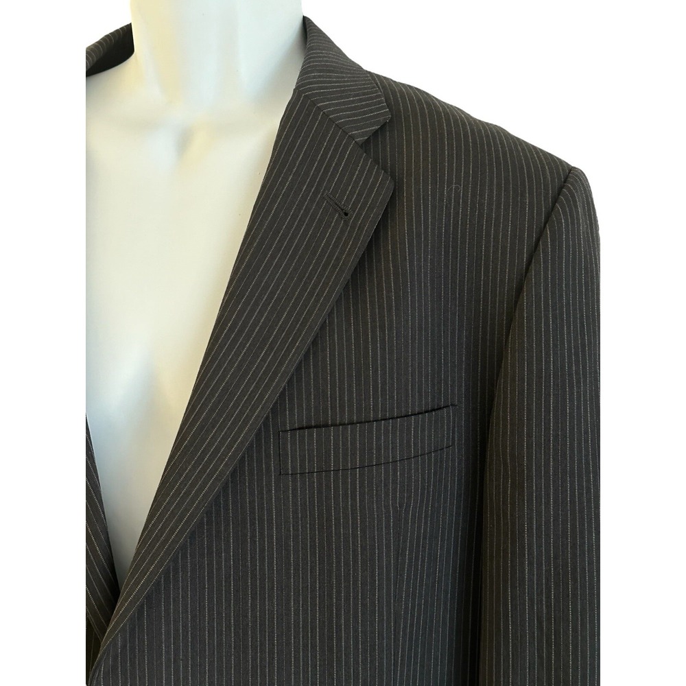 Burberry London Blazer Size 46R Bond Street Gray Chalk Stripe Suit Coat Wool USA